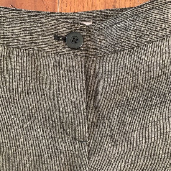J. Jill linen blend micro stripe khaki cropped pant size 0 - no pockets petite - Picture 3 of 5